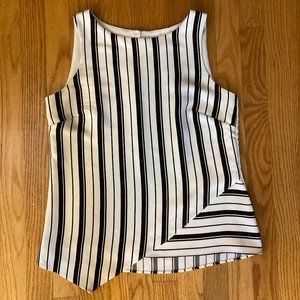 Striped, asymmetric work/office tank top